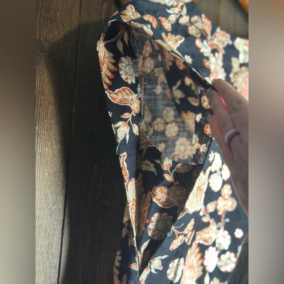 A.N.A  XS Sleeveless Blouse Black background with Floral Print. EUC - Picture 3 of 5